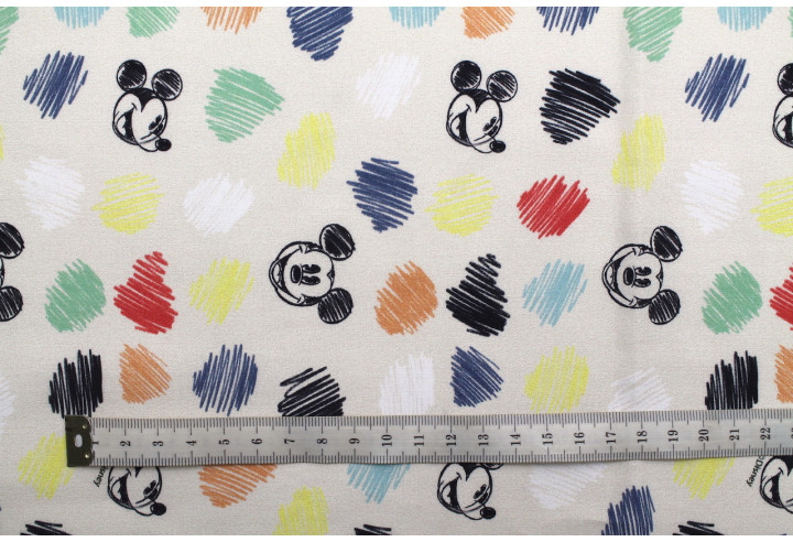 Tissu Coton Cretonne Mickey Vintage Colors -Au Mètre