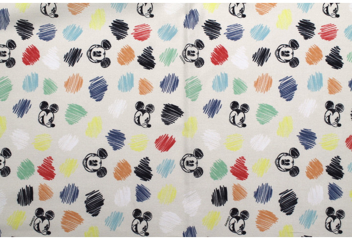 Tissu Coton Cretonne Mickey Vintage Colors -Au Mètre