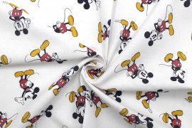 Tissu Coton Cretonne Mickey Mouse Blanc -Au Mètre