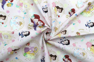 Tissu Coton Cretonne Princesse Disney Rose -Au Mètre