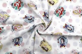 Tissu Coton Cretonne Princesse Disney Pois Violet -Au Mètre