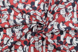 Tissu Coton Cretonne Mickey Mouse Rouge -Au Mètre