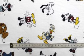 Tissu Coton Cretonne Mickey et Copains Blanc -Au Mètre