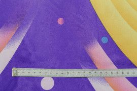 Tissu Satin Extensible Imprimé Arc et Pois Violet -Au Mètre