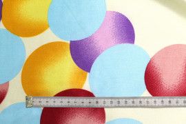 Tissu Satin Extensible Imprimé Ballons Ecru -Au Mètre