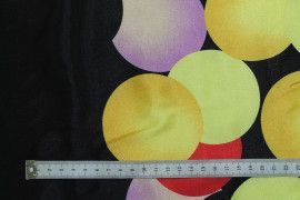 Tissu Satin Extensible Imprimé Ballons Noir -Au Mètre
