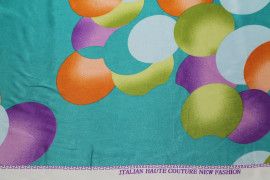 Tissu Satin Extensible Imprimé Ballons Vert Turquoise -Au Mètre