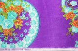 Tissu Satin Extensible Imprimé Cercle Floral Violet -Au Mètre