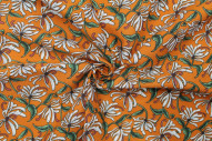 Tissu Popeline Coton Imprimé Tentafleur Brique -Au Mètre