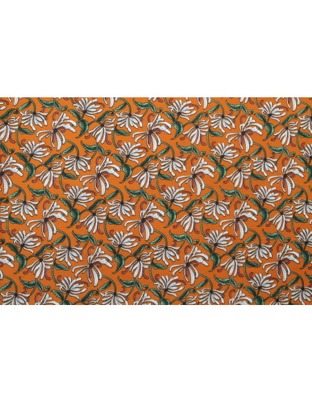 Tissu Popeline Coton Imprimé Tentafleur Brique -Au Mètre