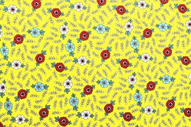 Tissu Popeline Coton Imprimé Fleur Morgan Jaune -Au Mètre