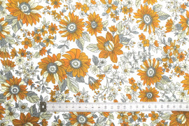 Tissu Popeline Coton Imprimé Sunflower Safran -Au Mètre