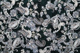 Tissu Popeline Coton Imprimé Cachemire Gris -Au Mètre