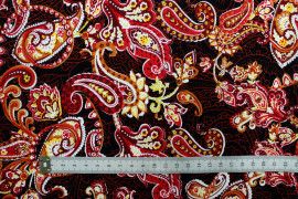 Tissu Popeline Coton Imprimé Cachemire Rouge -Au Mètre