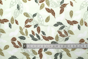 Tissu Popeline Coton Imprimé Eucalyptus Ecru -Au Mètre 2
