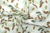 Tissu Popeline Coton Imprimé Eucalyptus Ecru -Au Mètre