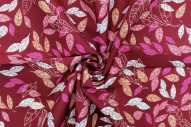 Tissu Popeline Coton Imprimé Eucalyptus Bordeaux -Au Mètre