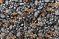 Tissu Popeline Coton Imprimé Fleur Poppy Jaune -Au Mètre