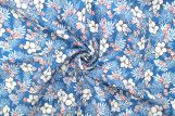 Tissu Popeline Coton Imprimé Fleur Lizzie Bleu -Au Mètre
