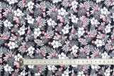Tissu Popeline Coton Imprimé Fleur Lizzie Marine -Au Mètre