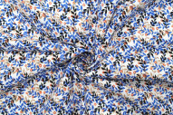 Tissu Popeline Coton Imprimé Fleur Avoine Bleu -Au Mètre