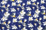 Tissu Popeline Coton Imprimé Fleur Yucca Bleu -Au Mètre