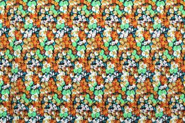 Tissu Popeline Coton Imprimé Fleur Lily Orange -Au Mètre