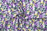Tissu Popeline Coton Imprimé Fleur Lily Violet -Au Mètre