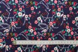 Tissu Popeline Coton Imprimé Fleur Nina Marine -Au Mètre