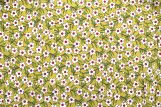 Tissu Popeline Coton Imprimé Fleur Oxalis Moutarde -Au Mètre