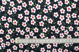 Tissu Popeline Coton Imprimé Fleur Oxalis Noir -Au Mètre