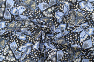 Tissu Popeline Coton Imprimé Papillon Bleu -Au Mètre