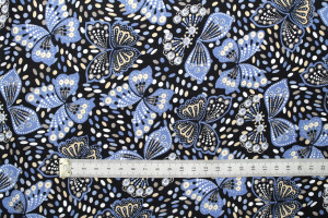 Tissu Popeline Coton Imprimé Papillon Bleu -Au Mètre 2