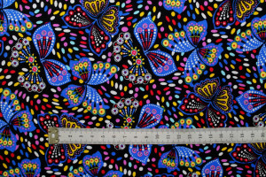 Tissu Popeline Coton Imprimé Papillon Noir -Au Mètre 2