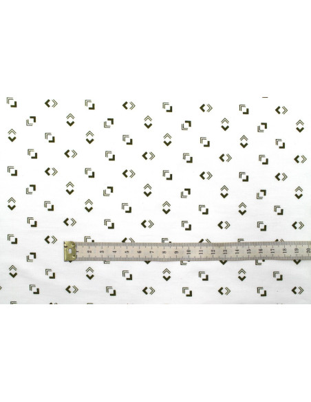 Tissu Popeline Coton Imprimé Direction Blanc -Au Mètre