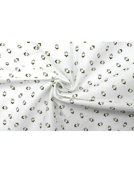 Tissu Popeline Coton Imprimé Direction Blanc -Au Mètre