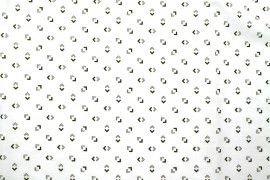 Tissu Popeline Coton Imprimé Direction Blanc -Au Mètre