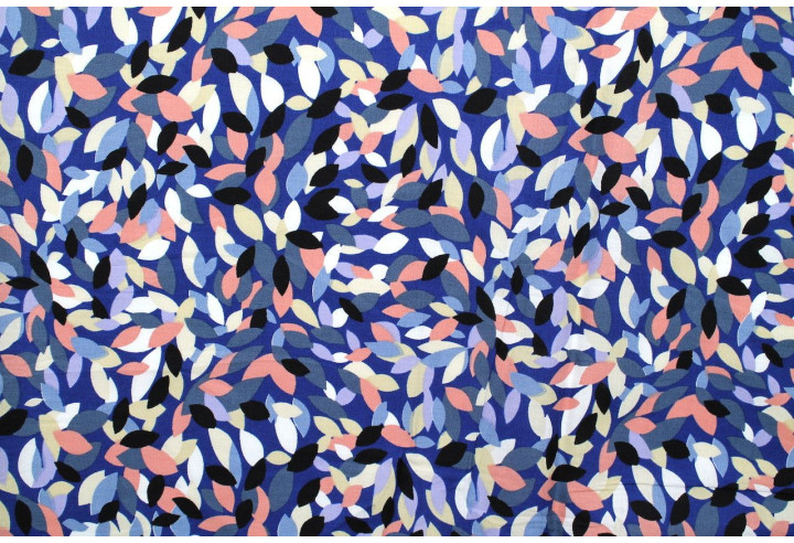 Tissu Popeline Coton Imprimé Néwo Corail -Au Mètre