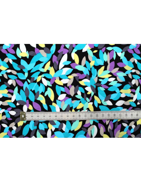 Tissu Popeline Coton Imprimé Néwo Turquoise -Au Mètre
