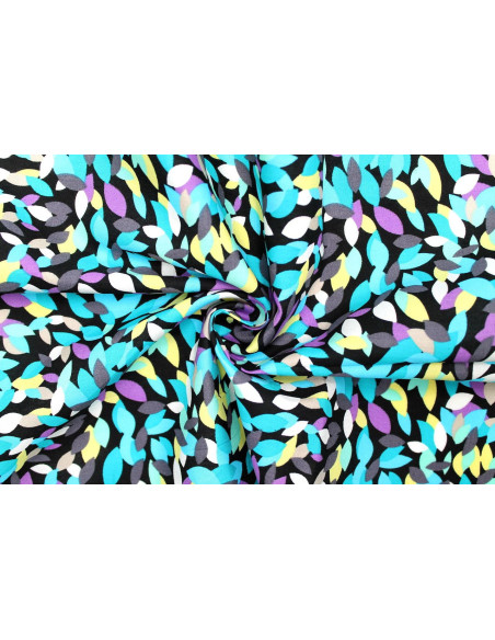 Tissu Popeline Coton Imprimé Néwo Turquoise -Au Mètre