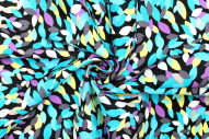 Tissu Popeline Coton Imprimé Néwo Turquoise -Au Mètre