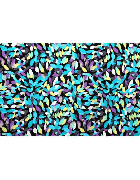 Tissu Popeline Coton Imprimé Néwo Turquoise -Au Mètre