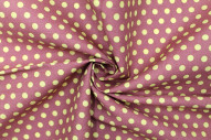 Tissu Popeline Coton Imprimé Fond Mauve Pois Ecru -Au Mètre