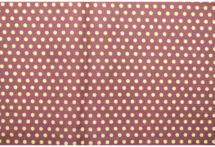 Tissu Popeline Coton Imprimé Fond Mauve Pois Ecru -Au Mètre