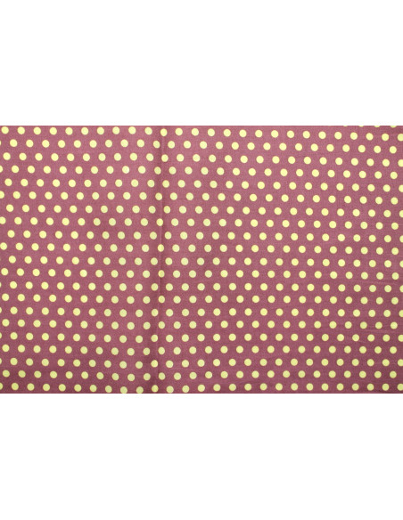 Tissu Popeline Coton Imprimé Fond Mauve Pois Ecru -Au Mètre