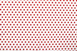 Tissu Popeline Coton Imprimé Fond Blanc Pois Rouge -Au Mètre