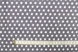 Tissu Popeline Coton Imprimé Fond Gris Pois Blanc -Au Mètre