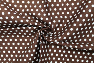 Tissu Popeline Coton Imprimé Fond Marron Pois Blanc -Au Mètre