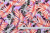 Tissu Coton Polyester Épais Extensible Palmavague Violet -Au Mètre