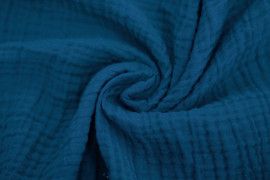 Tissu Double Gaze Bleu Canard -Au Mètre